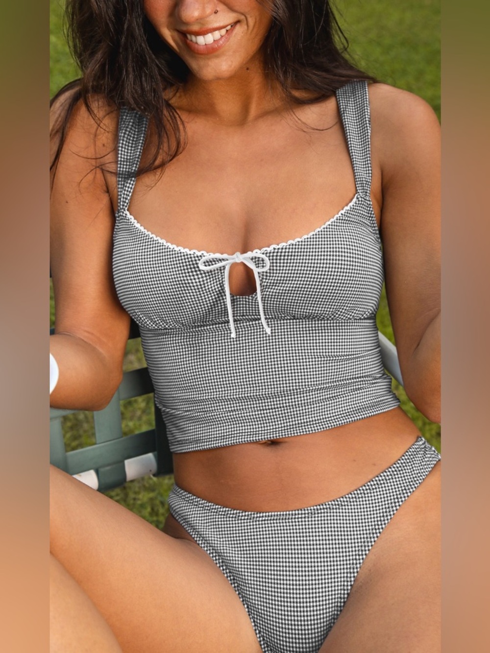Cupshe Plaid Perfection Gingham Tankini Set